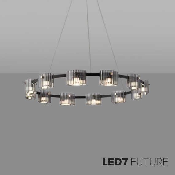 Loft Industry Modern - Glass Honeycomb Circle Chandelier