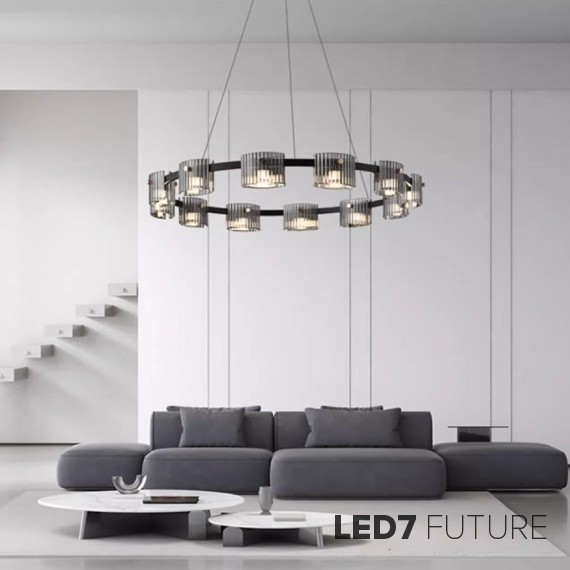Loft Industry Modern - Glass Honeycomb Circle Chandelier
