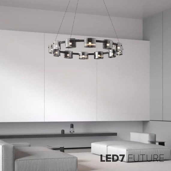 Loft Industry Modern - Glass Honeycomb Circle Chandelier
