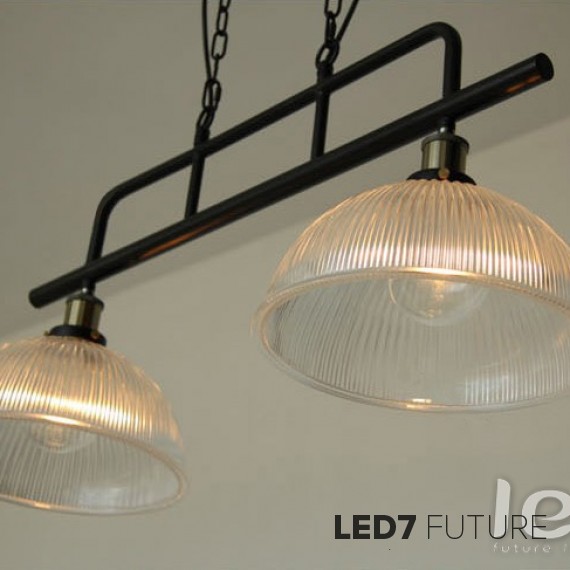 Loft Industry Ribbed Glass Double Shade