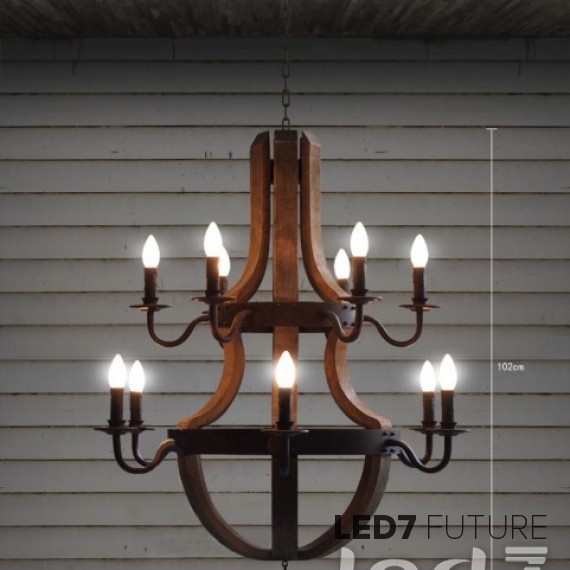 Loft Industry Antiquity Double Wine Barrel Chandelier