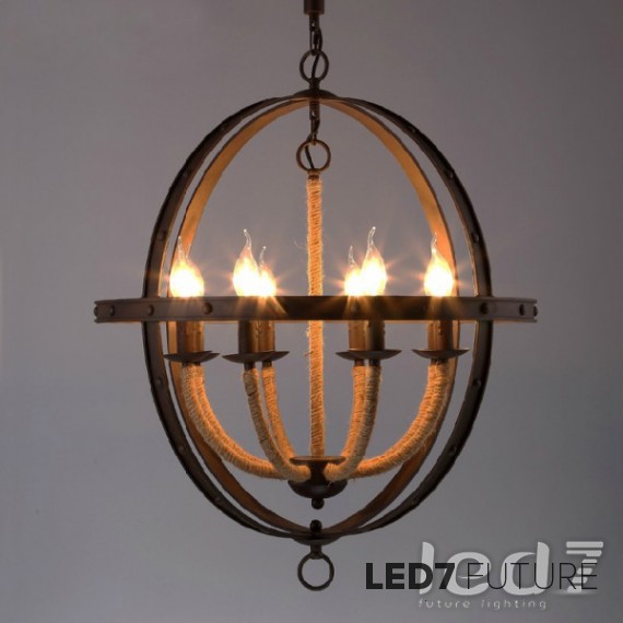 Loft Industry Rope Candle Chandelier