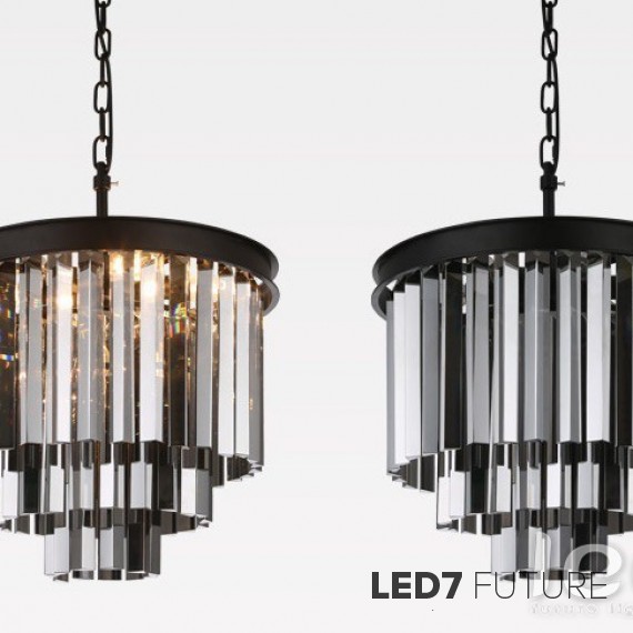 Loft Industry - 1920s Odeon Chrome Glass Chandelier