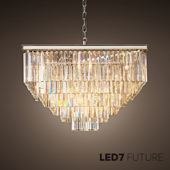 Loft Industry - 1920s Odeon Glass Square Chandelier - 5 rings