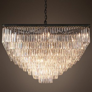 Loft Industry - 1920s Odeon Glass Square Chandelier - 7 rings