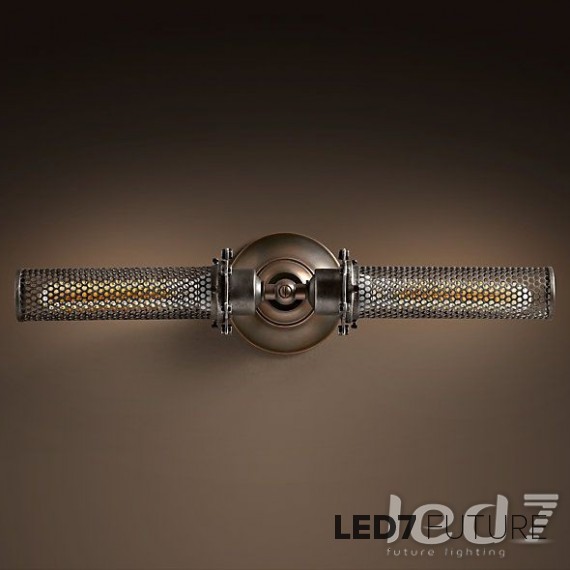Loft Industry Edison perforated metal inline double sconce