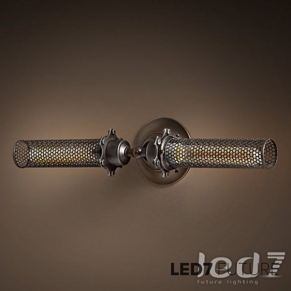 Loft Industry Edison perforated metal inline double sconce