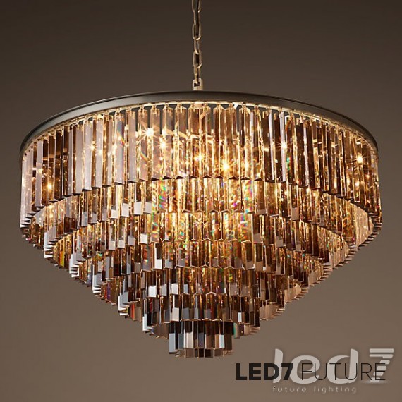 Loft Industry 1920s Odeon Glass Fringe Chandelier - 7 rings