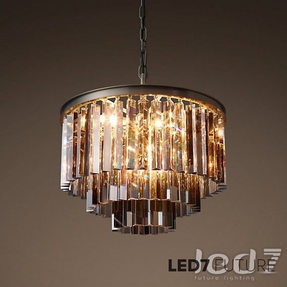 Loft Industry 1920s Odeon Glass Fringe Chandelier - 3 rings