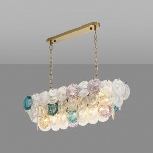 Loft Industry Modern - Rainbow Glass Rectangular Chandelier