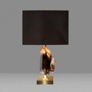 Willy Daro - Smoky Rock Crystal and Bronze Lamp Belgium 1970s